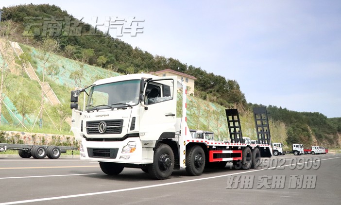 東風8*4,平板運輸車,汽車挖機板,平板挖機車,公路救援車,應急搶修車,車輛救援,重型卡車,特種運輸車